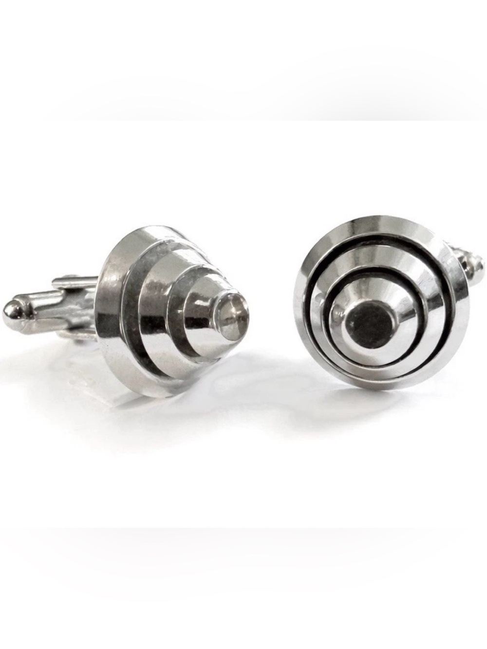 Hickok Atomic Cufflinks Silver Tone Mid Century Modern Retro Mens